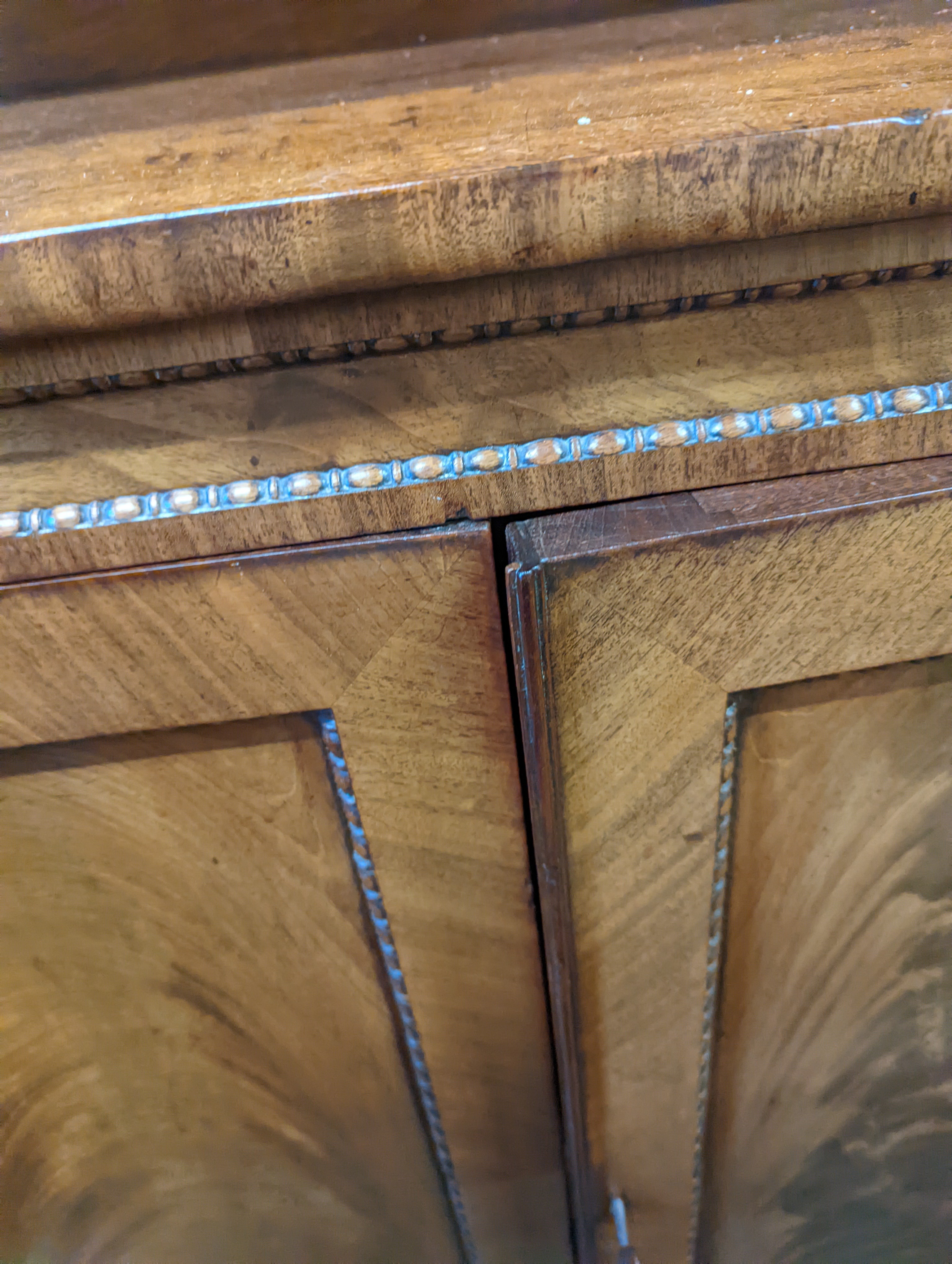 A Regency flamed mahogany chiffonier, width 94cm, depth 38cm, height 143cm